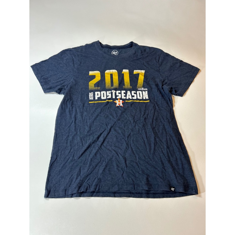 47 Brand T-Shirt Men's Large Blue 2017 Houston Astros Postseason Graphic Tee